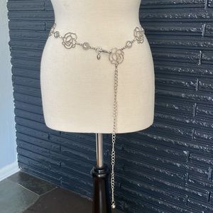 Silver and flower chain belt